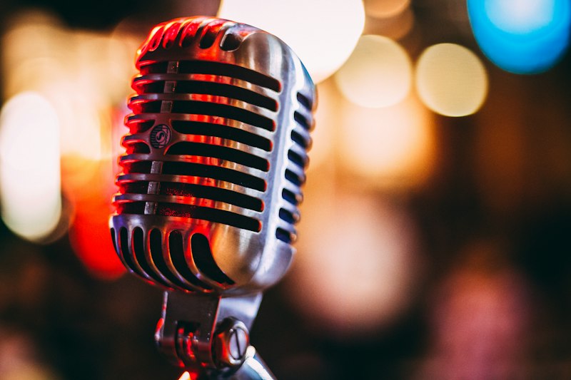 Microphone on dark stage