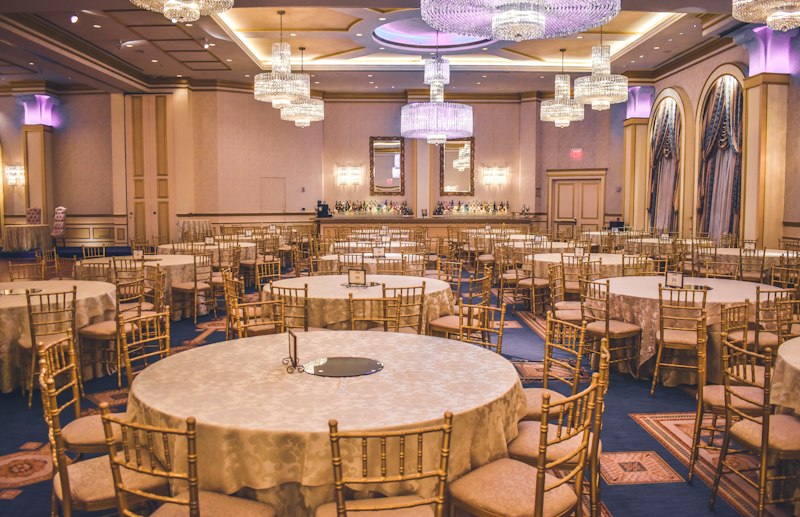 Gala ballroom with stage lighting